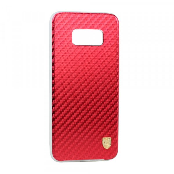 Wholesale Galaxy S8 Carbon Fiber Armor Hybrid Case (Red)